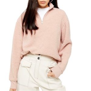 Topshop Half Zip Funnel Neck Sweatshirt